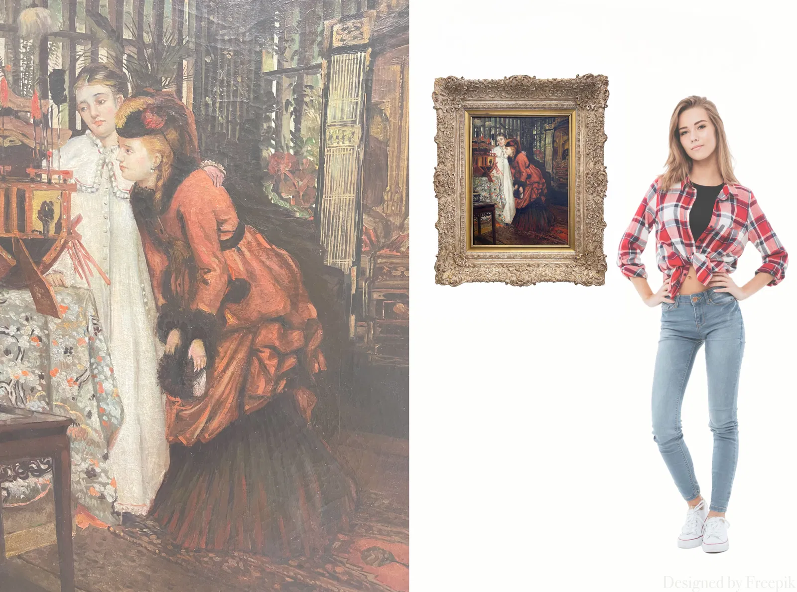 Young Ladies Looking at Japanese Objects - Circle of James Tissot