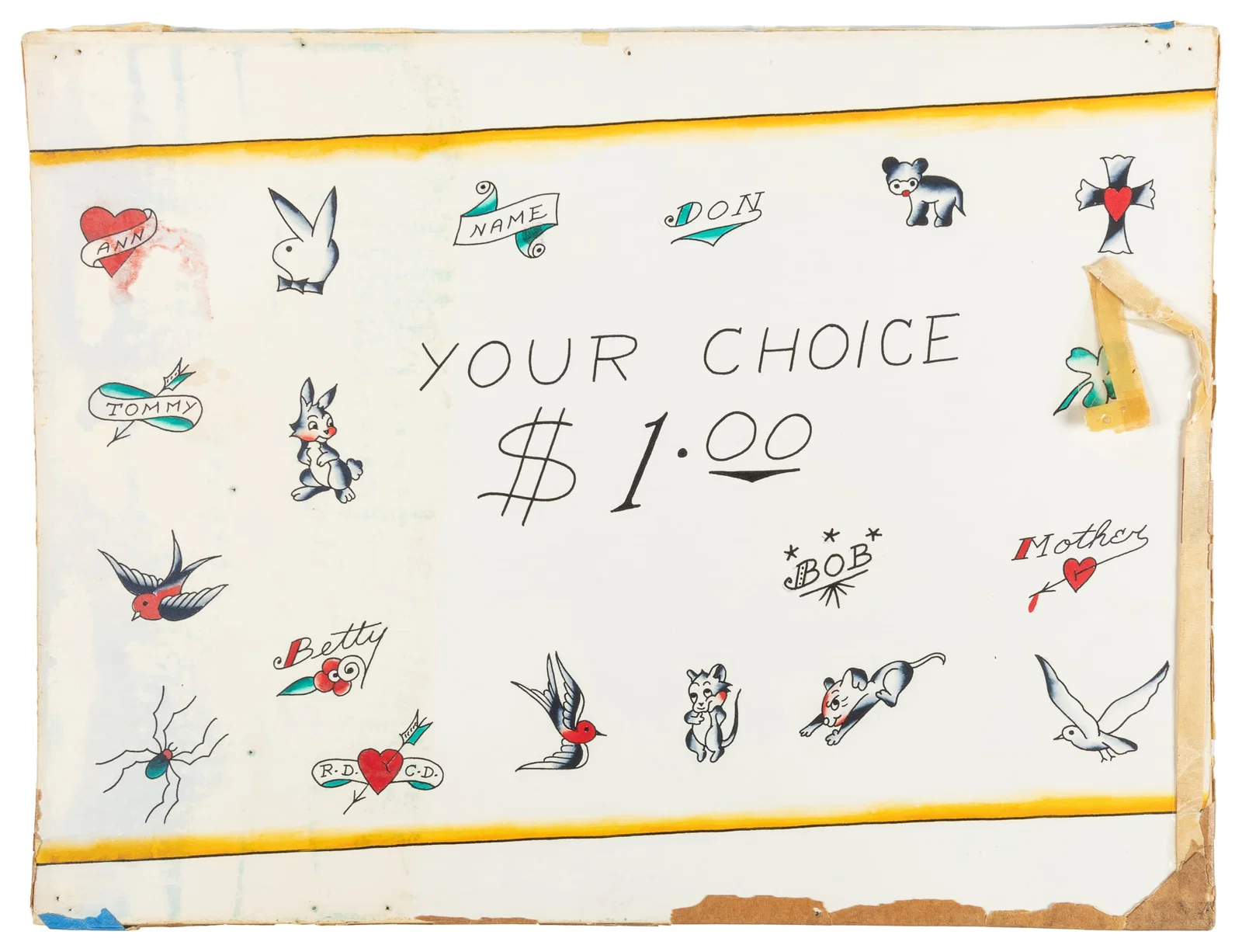 Your Choice $1.00 Shop Flash Sheet. Bert Grimm Studio, Long Beach Pike, 1970-80s.