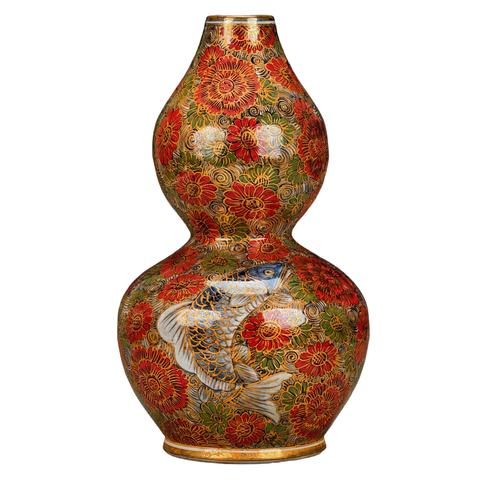 Yuan Dynasty Blue and Red Glaze Gourd Vase