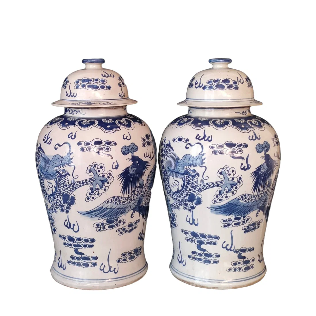 Yuan Dynasty Blue and White Dragon and Phoenix General Jars