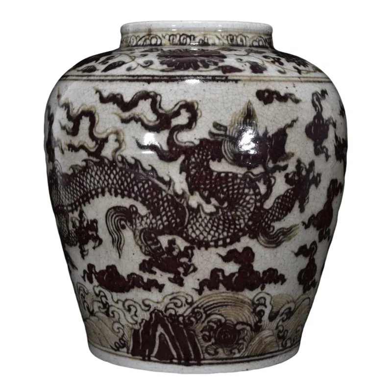 Yuan Dynasty Underglaze Red Dragon Jar