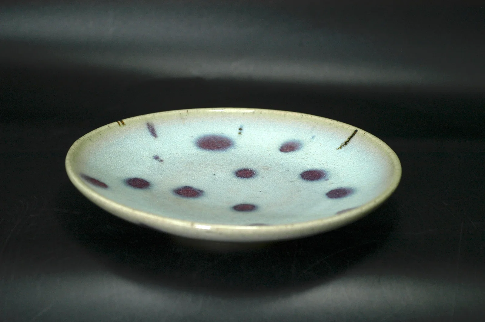 Yuan-Ming Dynasty Jun Ware Sky-Blue Glaze Red Splash Dish