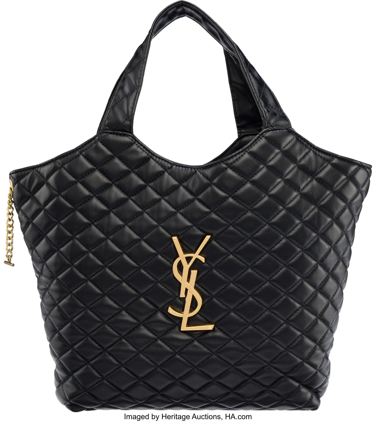 Yves Saint Laurent Black Quilted Lambskin Leathe
