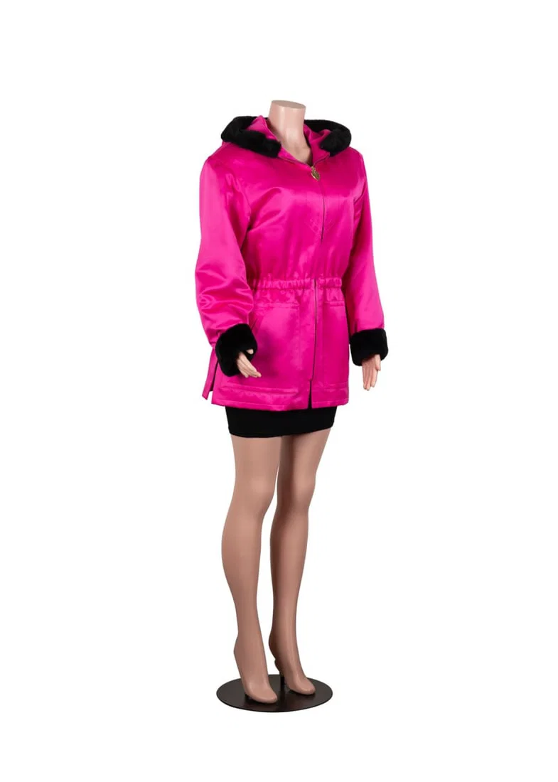 YVES SAINT LAURENT FOURRURES PINK FUR TRIM JACKET