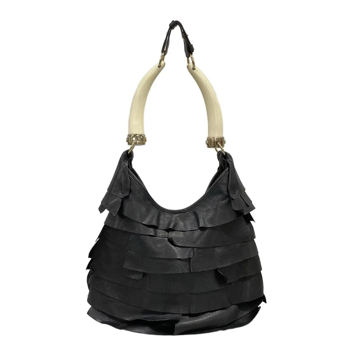 YVESSAINTLAURENT RIVEGAUCHE (YSL) ST-TROPEZ BLACK WHITE LEATHER