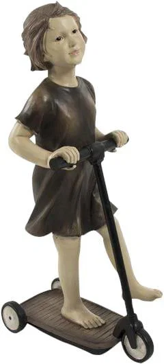 Zentique Ebony Scooter Girl Statuette 23.5 Inches Decorative Piece