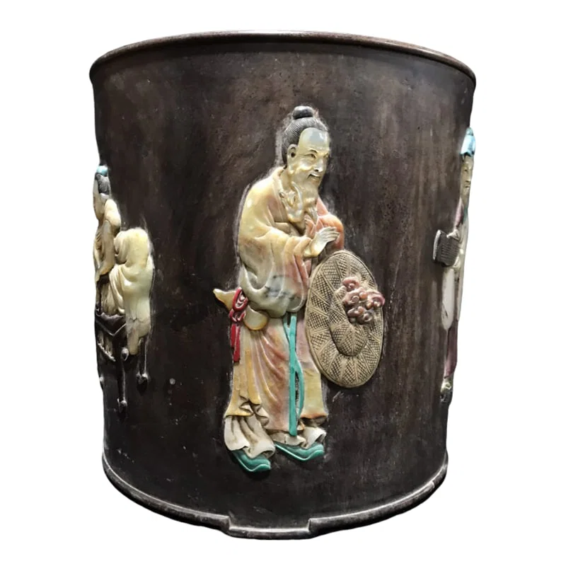 Zitan Wood Inlaid Brush Pot