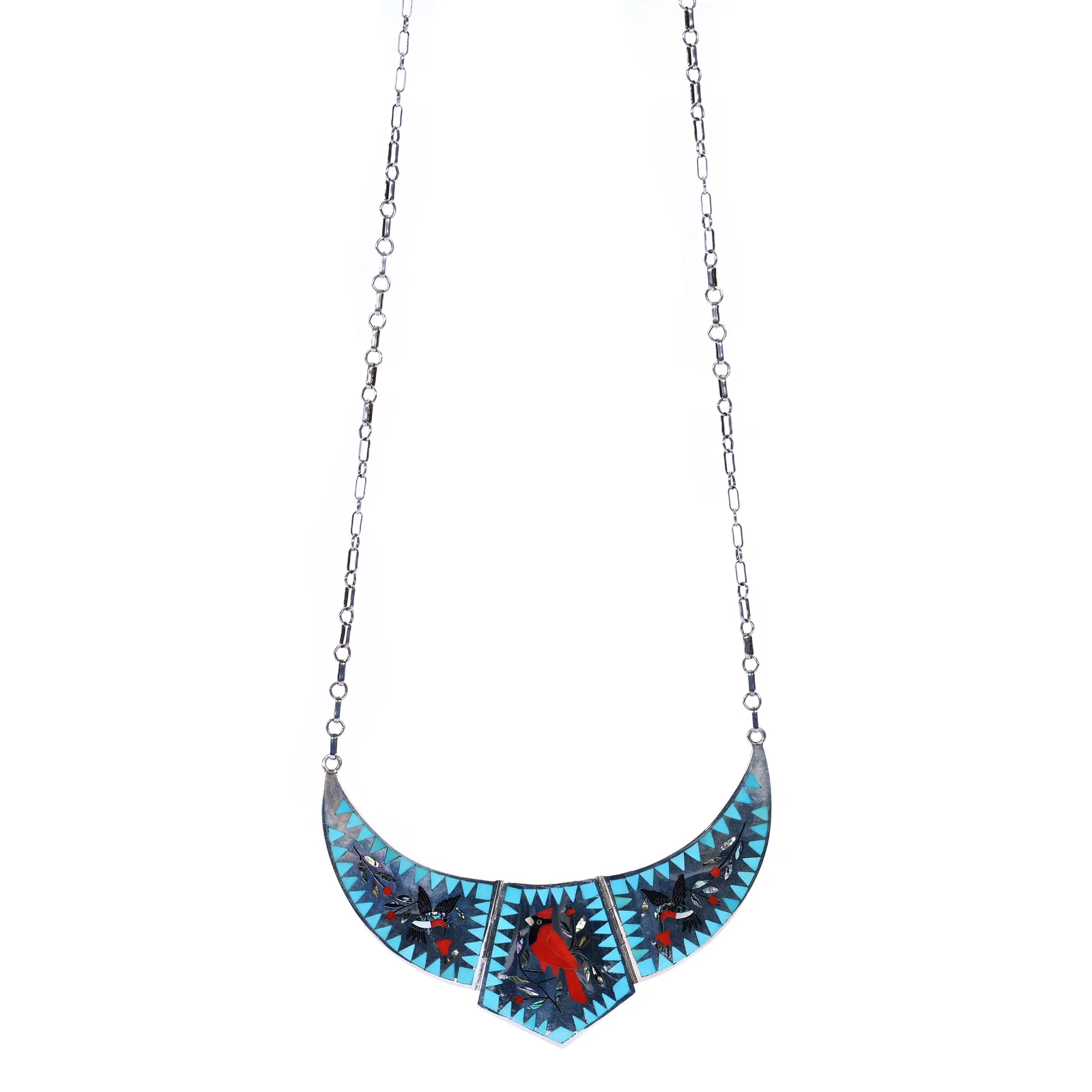 Zuni Sterling Silver Necklace, Marked By Dennis And Nancy Edaakie
